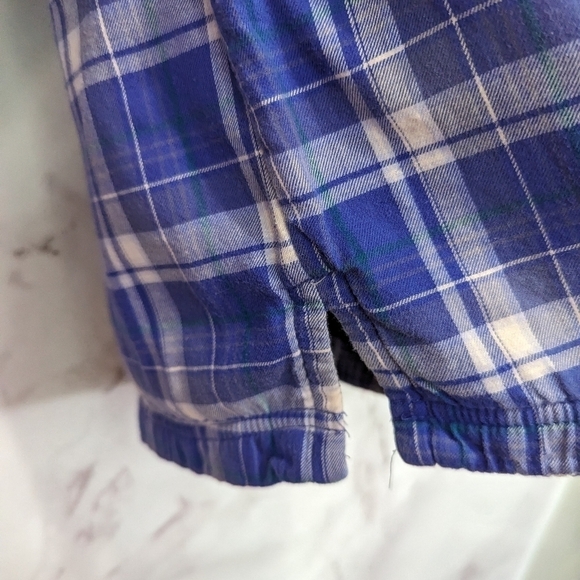 LL Bean Shirt Jacket Size XS Women Purple Plaid Fleece Lined Shacket Oversized - Picture 13 of 14
